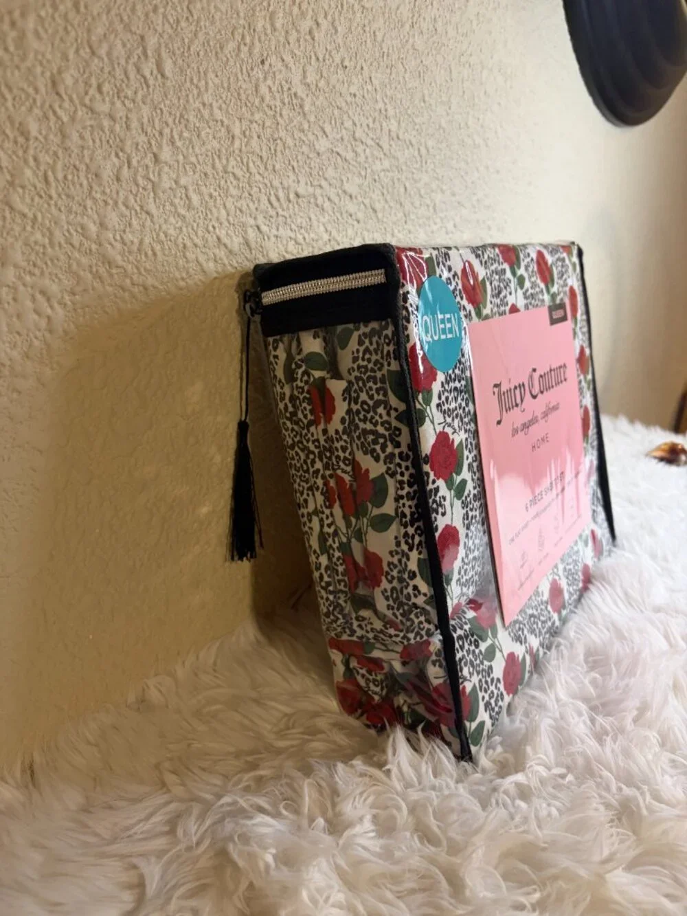 Juicy Couture Queen Sheet Set Leopard Rose 6 Pc Bedding Home Decor NWT